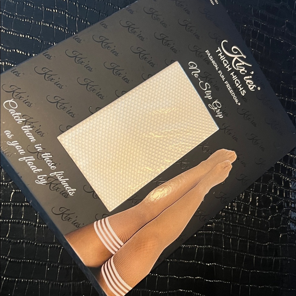 KIX’IES White Diamond Fishnet Thigh Highs - Rare Boutique Size D 🤍